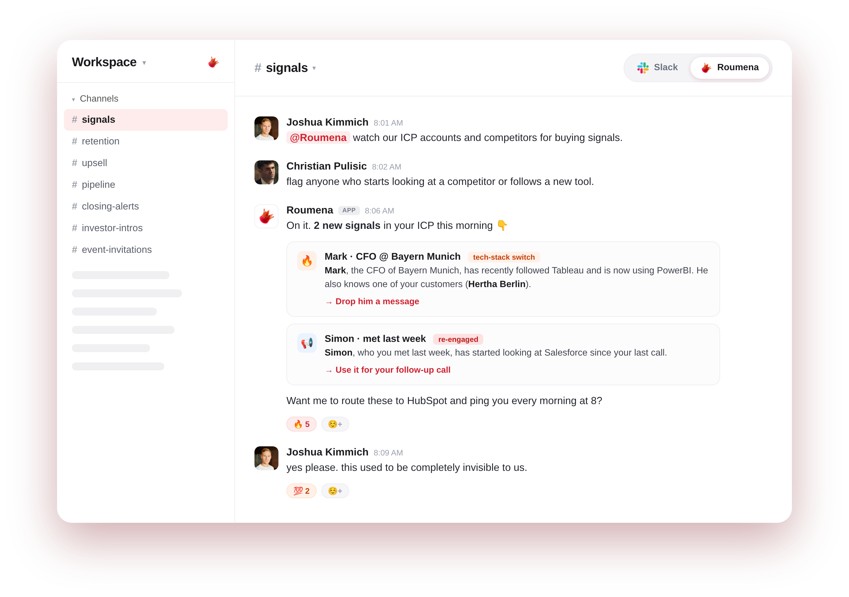 Roumena working inside Slack